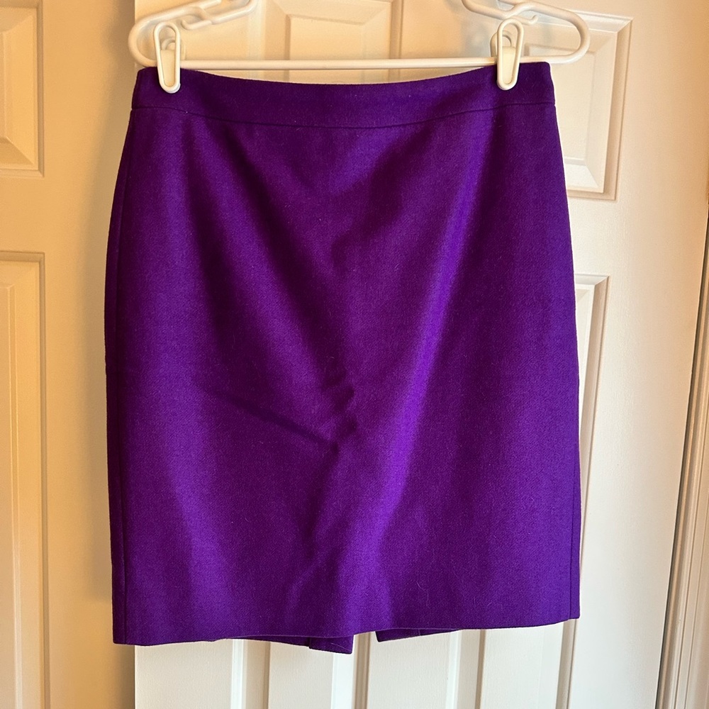 J crew purple wool pencil skirt size 4